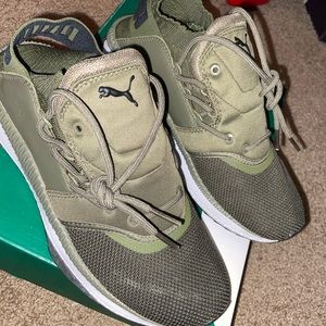 Army green puma shoes